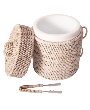 Shop Artifacts Trading Company Artifacts Rattan Ice Bucket With Tongs In Open White
