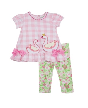 Rare Editions Toddler Girls 2 Piece Swan Applique Legging Set