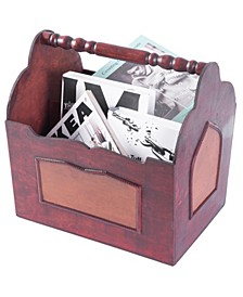 Handcrafted Decorative Wooden Magazine Rack with Handle