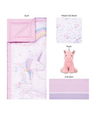 Sammy and Lou Sweet Unicorn 4 Piece Crib Bedding Set