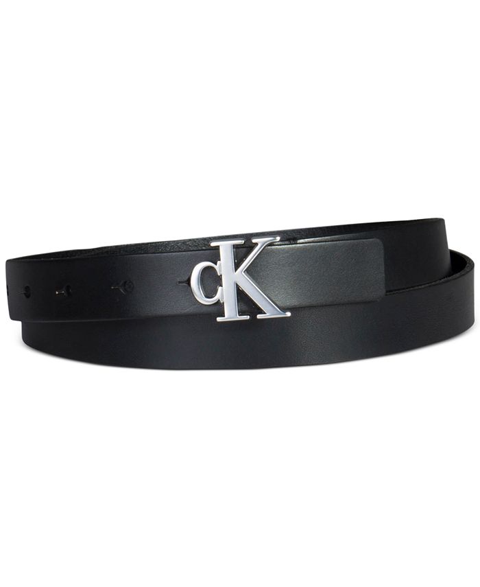 Calvin Klein Women's CK Monogram Buckle Skinny Belt - Macy's