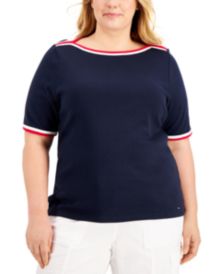 Plus Size Cotton Boatneck T-Shirt