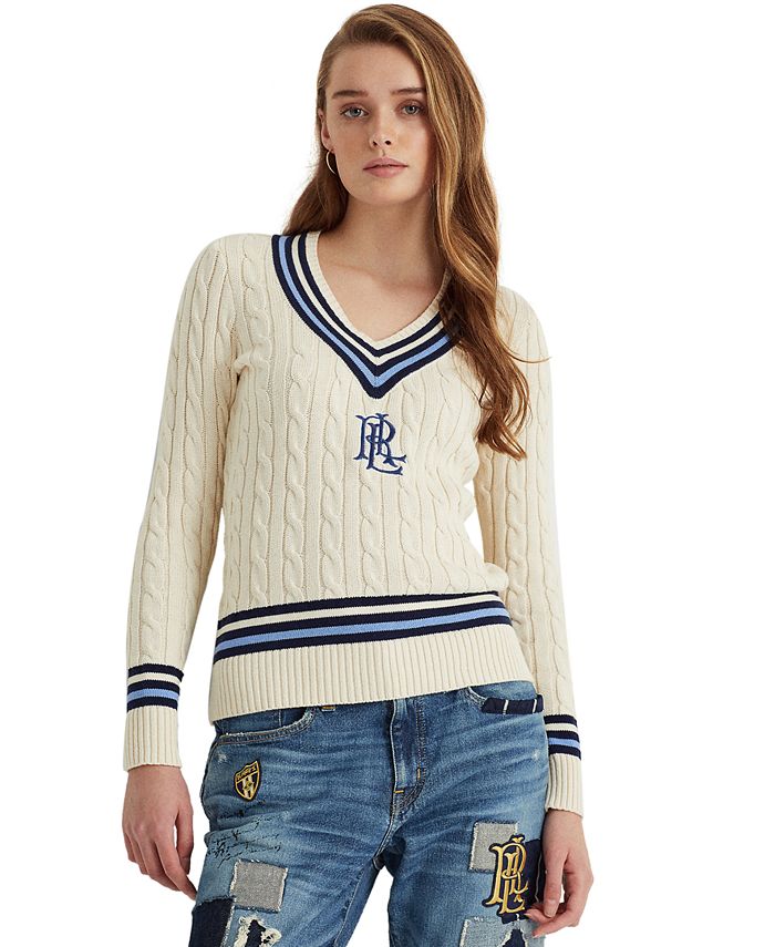 Lauren Ralph Lauren V-Neck Cricket Sweater & Reviews - Sweaters - Women -  Macy's