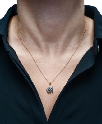 Black & White Diamond Panda 18" Pendant Necklace (1/10 ct. t.w.) in 10k Gold, Created for Macy's