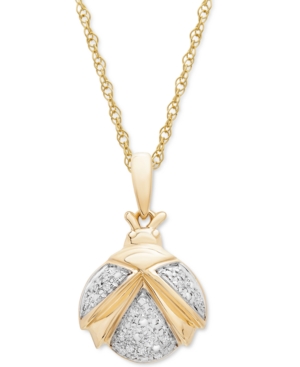 Shop Wrapped Diamond Ladybug 18" Pendant Necklace (1/20 Ct. T.w.) In 10k Gold, Created For Macy's In Yellow Gold