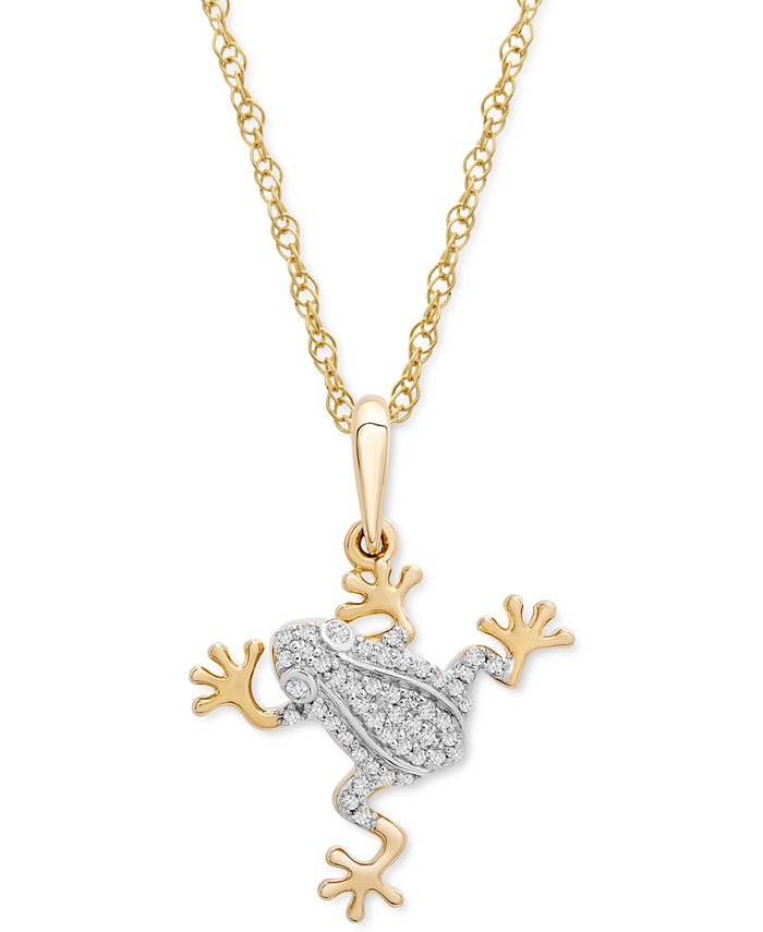 Wrapped - Diamond Frog 18" Pendant Necklace (1/10 ct. t.w.) in 10k Gold