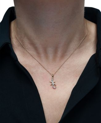 Diamond Lizard 18" Pendant Necklace (1/10 ct. t.w.) in 10k Gold,Created for Macy's