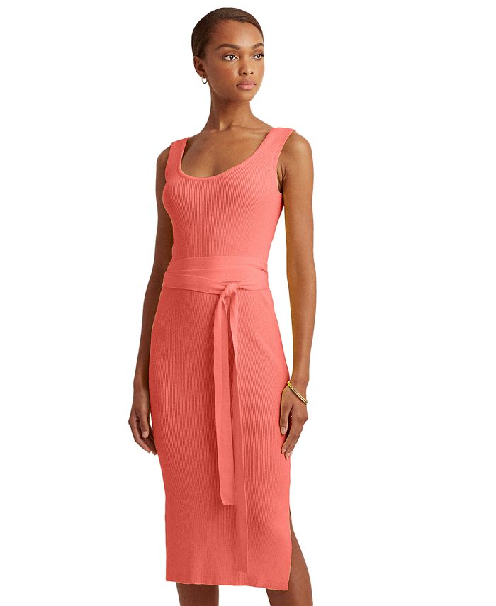 Lauren Ralph Lauren Sleeveless Belted Dress - Macy's