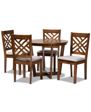Baxton Studio Lilly Modern And Contemporary Fabric Upholstered 5 Piece Dining Set In Gray