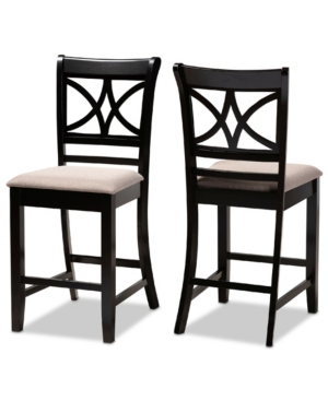 Baxton Studio Chandler Modern And Contemporary Fabric Upholstered 2 Piece Counter Height Pub Chair Set In Sand