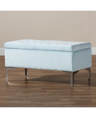 Mabel Modern and Contemporary Transitional Velvet Fabric Upholstered Storage Ottoman
