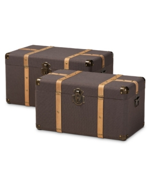 Shop Baxton Studio Stephen Modern And Contemporary Transitional Fabric Upholstered 2 Piece Storage Trunk Set In Dark Brown