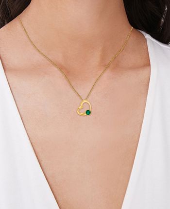 Macy's - Green Quartz Heart 18" Pendant Necklace (3/4 ct. t.w.) in 14k Gold-Plated Sterling Silver