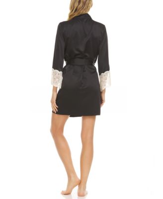 Kit Heart Lace Matte Charmeuse Wrap Robe