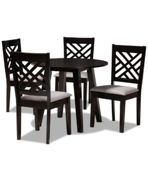Baxton Studio Lilly Modern And Contemporary Fabric Upholstered 5 Piece Dining Set In Dark Brown