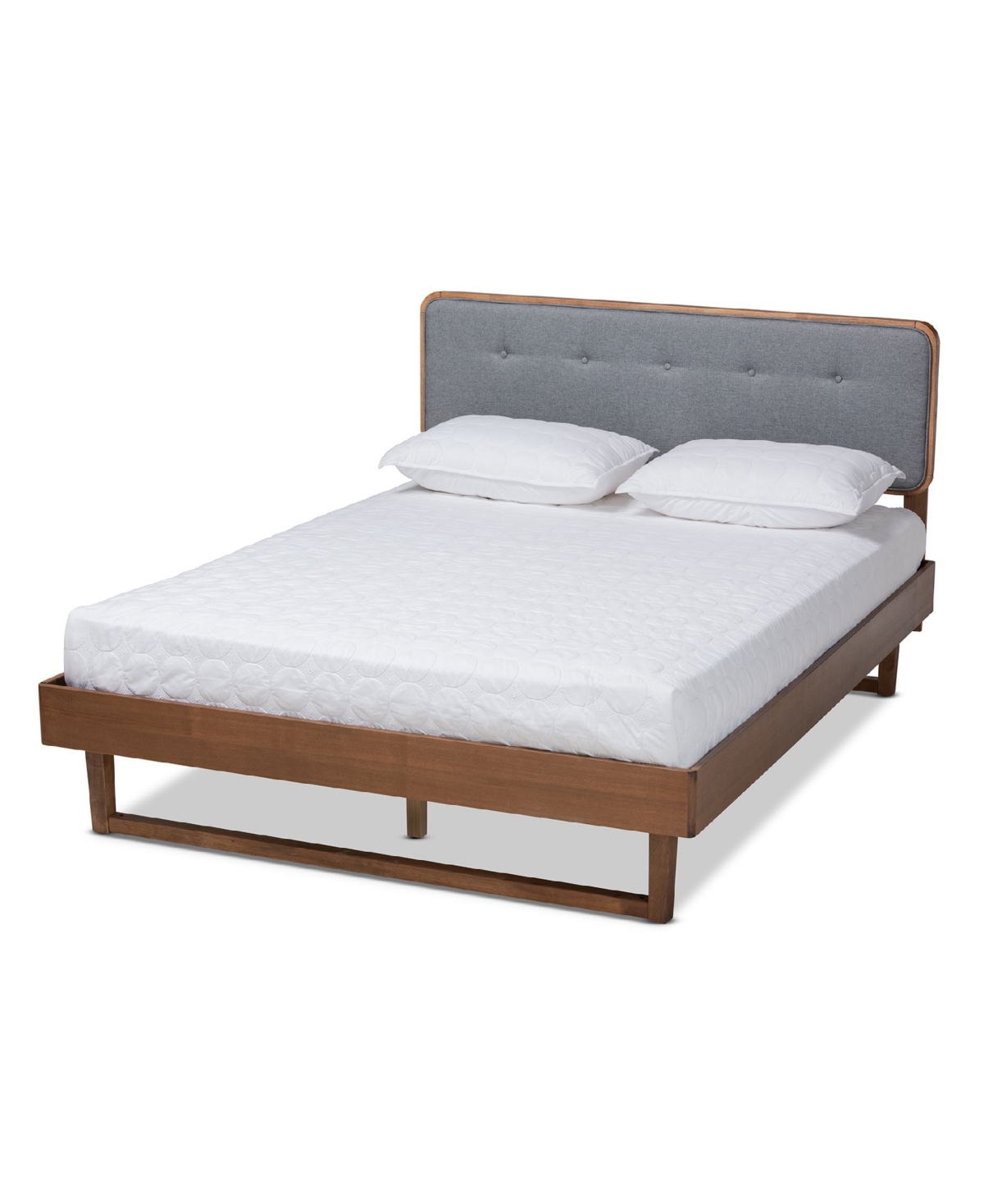 Natalia Mid-Century Modern Fabric Upholstered Queen Size Platform Bed