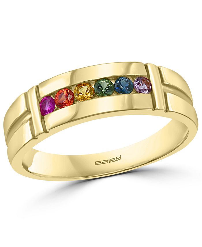 EFFY Collection - Men's Multi-Sapphire Ring (1/3 ct. t.w.) in 14k Gold