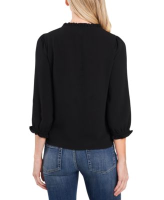 Women's Ruffled Button-Front 3/4-Sleeve Blouse