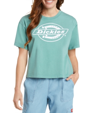 Dickies Juniors' Cotton Logo-graphic Crop T-shirt In Green