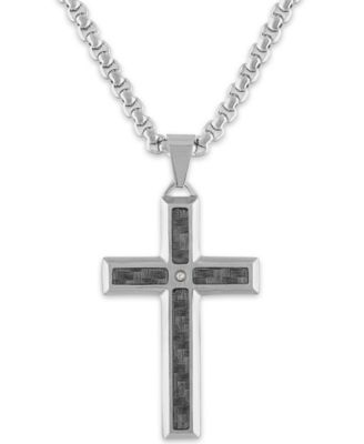 men's carbon fiber cross necklace