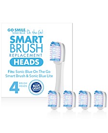 On The Go Sonic Blue Replacement Brush Heads, Set of 4