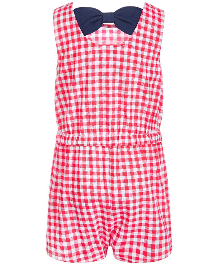 First Impressions Baby Girls Gingham Cotton Romper, Created for Macy's