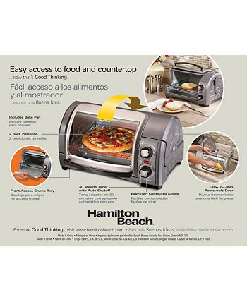 Hamilton Beach Easy Reach Toaster Oven With Roll-top Door, Toasters &  Toaster Ovens