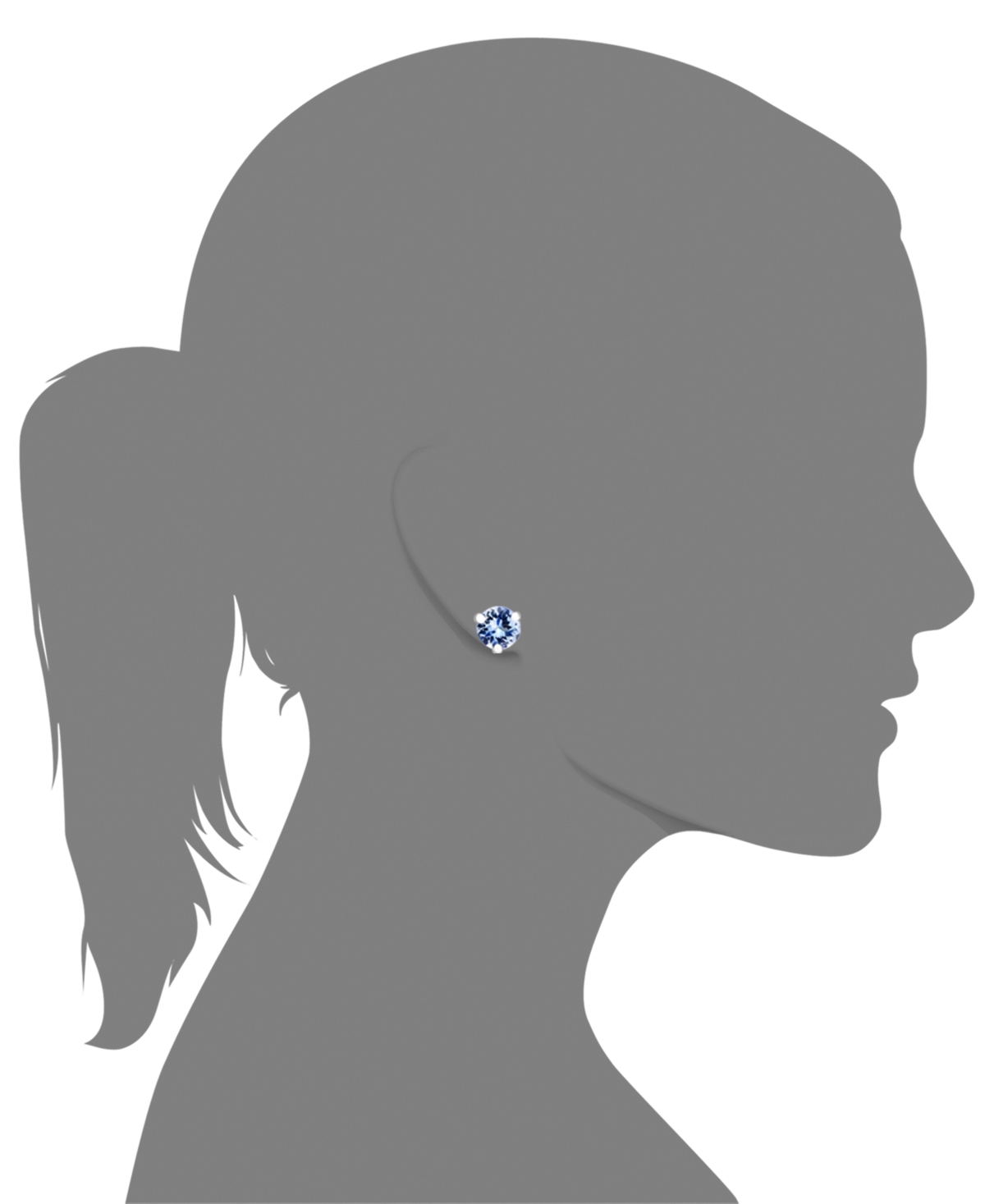Stud Earrings (3/4 ct. t.w.) Set in 14k White Gold - Tanzanite