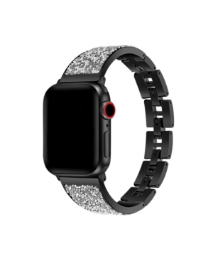 Posh Tech Men's And Women's Black Stainless Steel Band With Stone For Apple Watch 42mm In Multi