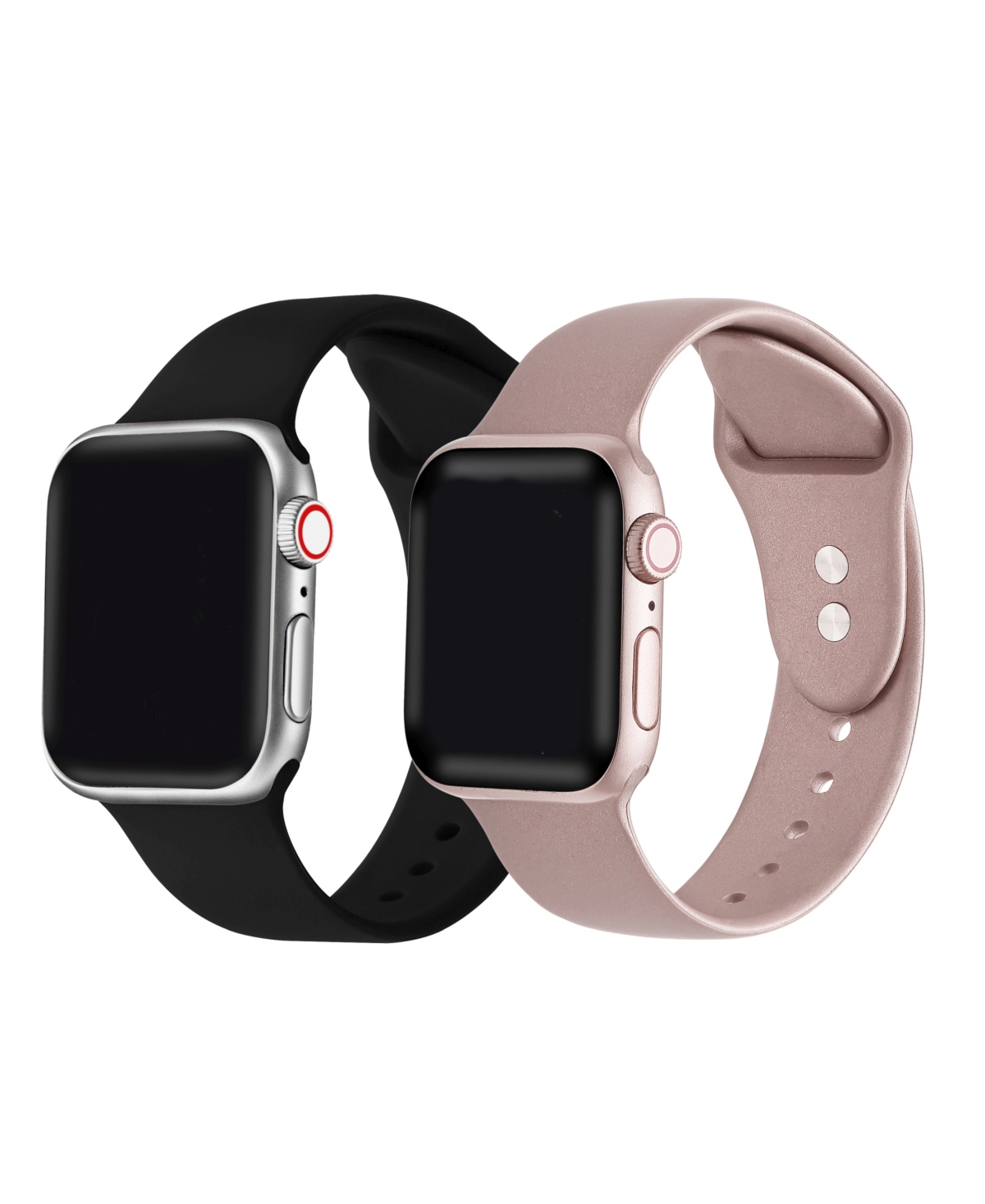 Men's and Women's Rose Gold Metallic 2 Piece Silicone Band for Apple Watch 42mm - Multi