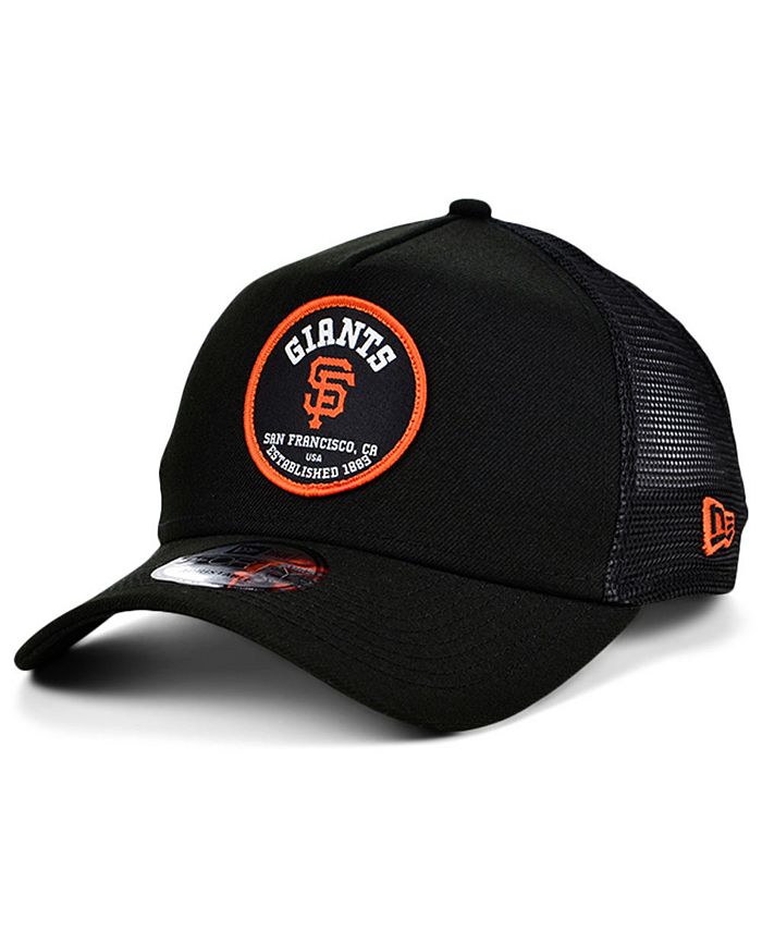 New Era Black/White San Francisco Giants Logo Patch 9FORTY Trucker Snapback Hat