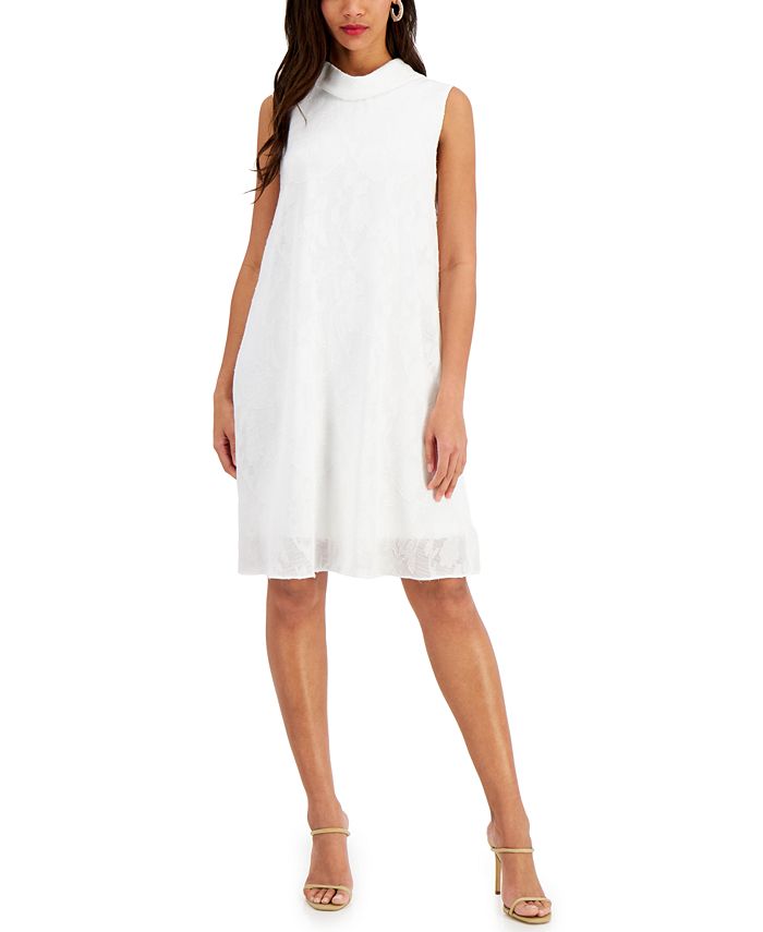 Connected Roll-Collar Textured Dress - Macy's