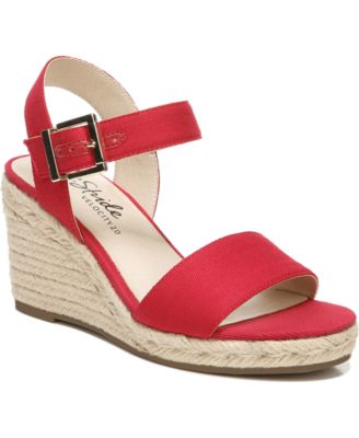 red leather wedges