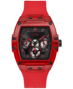 Shop Guess Men's Red Silicone Strap Watch 43mm