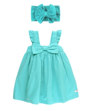 Baby Girls Flutter Bow Dress and Bow Headband Set