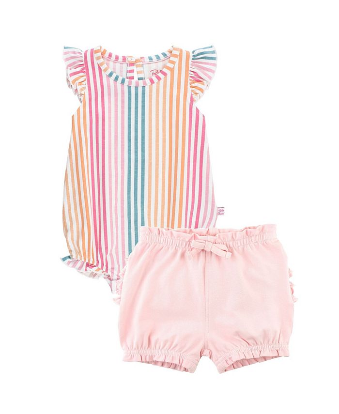 RuffleButts Baby Girls Daydream Flutter Bodysuit and Short Set - Macy's