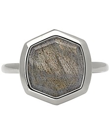 Sterling Silver Stone Hexagon Ring