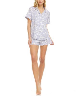 Flora by Flora Nikrooz - Printed Button Top & Shots Pajamas Set