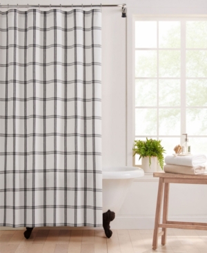 Farmhouse Living Double Windowpane Plaid Fabric Shower Curtain 72