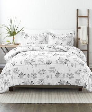 Ienjoy Home Home Collection Premium Down Alternative Magnolia Gray Patterned Comforter Set, King/california King In Magnolia Gray