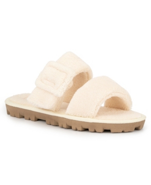 Olivia Miller Women's Amantea Fuzzy Slide Flat Sandals Women's Shoes