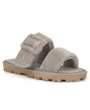 Olivia Miller Women's Amantea Fuzzy Slide Flat Sandals Women's Shoes