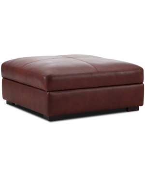 Furniture Closeout! Thaniel 44" Leather Storage Ottoman, Created For Macy's In Stampeded Bourbon