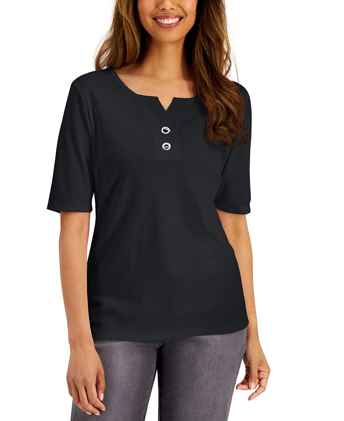 Karen Scott Cotton Toggle-Button Top, Created for Macy's - Macy's