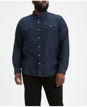 Levi's Men's Big & Tall Classic Western Long Sleeve Denim Shirt In Red Cast Rinse Takedown