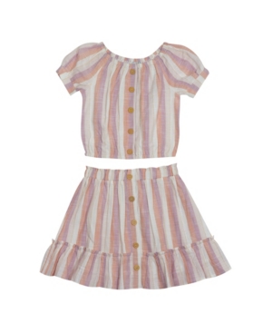 Rare Editions Big Girls Stripe Skirt Set 2 Piece