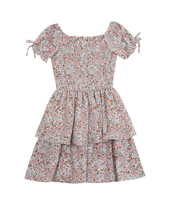 Rare Editions Big Girls Printed Linen Smocked Dress - Macy's