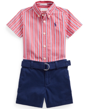 Polo Ralph Lauren Baby Boys Shirt Belt & Shorts Set