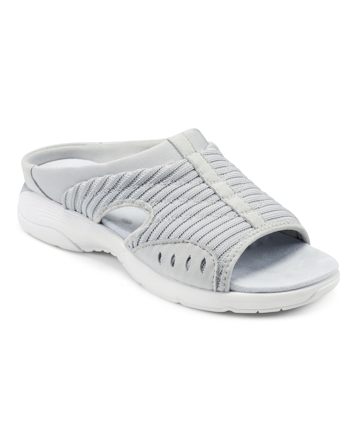 Easy Spirit Women's Traciee Square Toe Casual Slide Sandals Women's Shoes In Silver Khaki