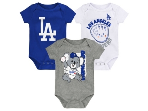 Outerstuff Newborn 3-pk. Los Angeles Dodgers Change-up Bodysuits In Royalblue